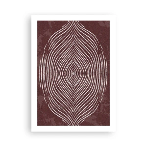 Poster - Ein hypnotisches Muster aus weißen Linien auf braunem Hintergrund. - 50x70cm - Der Raum spricht - Moderne Wanddekoration für Wohnzimmer und Schlafzimmer ARTTOR