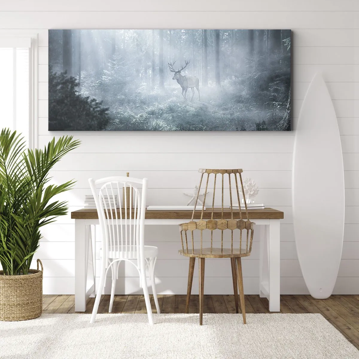 Bild auf Leinwand - Leinwandbild - Morgenvisite auf dem Grundstück - 90x30 cm