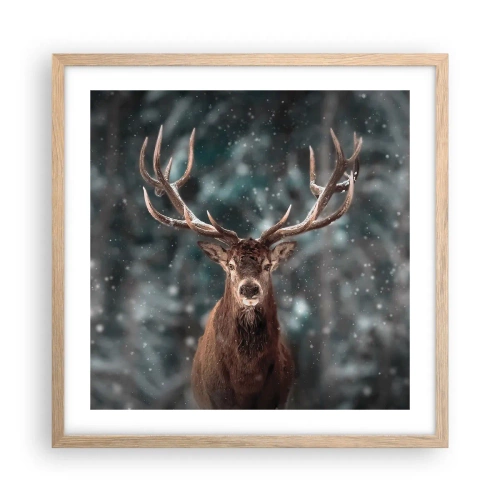 Poster in einem Rahmen aus heller Eiche - Gekrönter König des Waldes - 50x50 cm