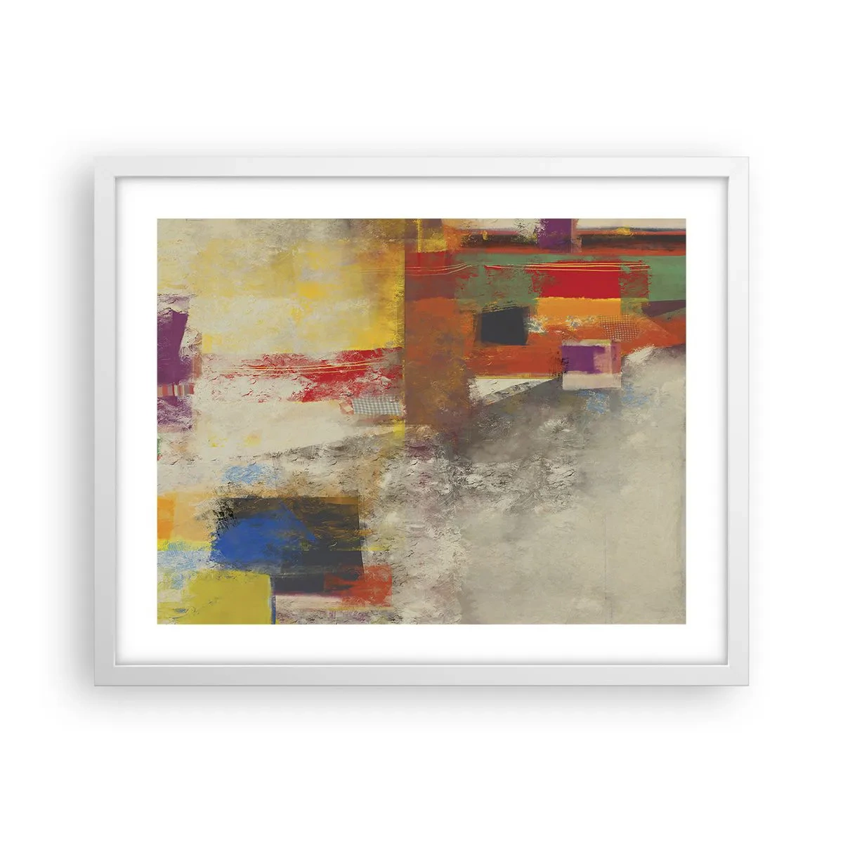 Poster in einem weißen Rahmen - Geometrie der Farben - 50x40 cm