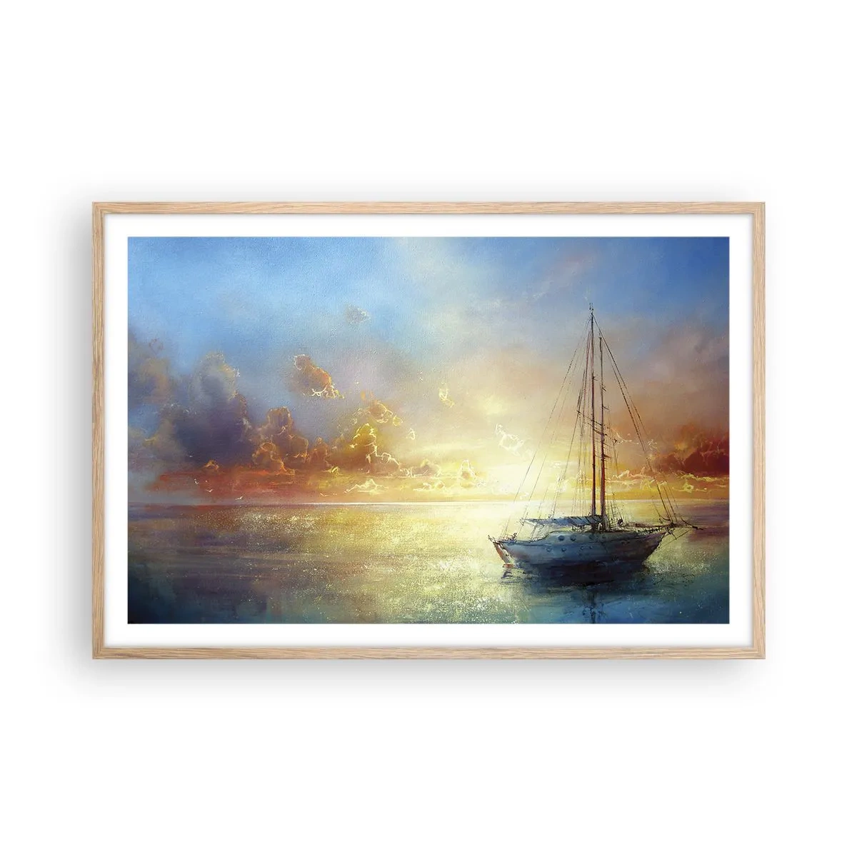 Poster in einem Rahmen aus heller Eiche - In einer goldenen Bucht - 91x61 cm