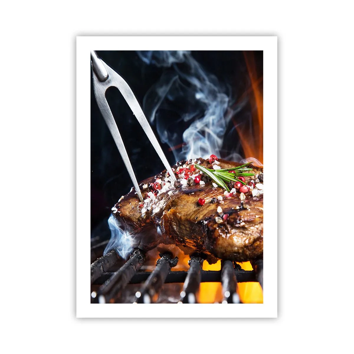 Poster - Gegrilltes Steak mit Gewürzen - 50x70cm - Saftig und duftend - Moderne Wanddekoration für Wohnzimmer und Schlafzimmer ARTTOR