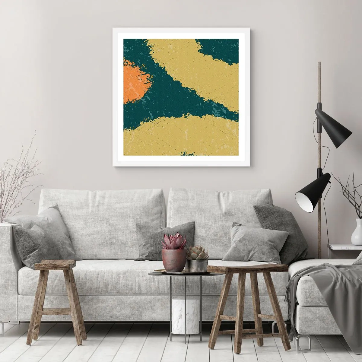 Poster in einem weißen Rahmen - Abstraktion – langsame Bewegung - 60x60 cm