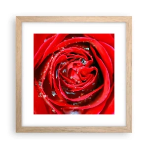 Poster in einem Rahmen aus heller Eiche - In den Tautropfen - 30x30 cm