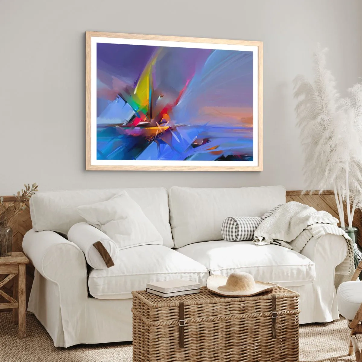 Poster in einem Rahmen aus heller Eiche - Propeller wie ein Vogel - 50x40 cm