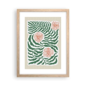 Poster in einem Rahmen aus heller Eiche - Aufgeblüht in Grün - 30x40 cm