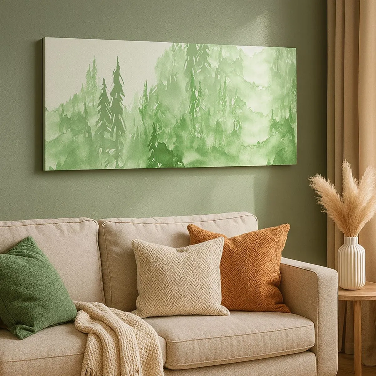 Bild auf Leinwand - Leinwandbild - Verschwommen mit grünem Nebel - 100x40 cm
