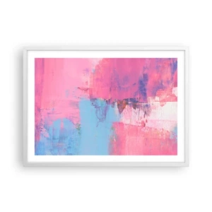 Poster in einem weißen Rahmen - Rosa, Blau und eine Prise Licht - 70x50 cm