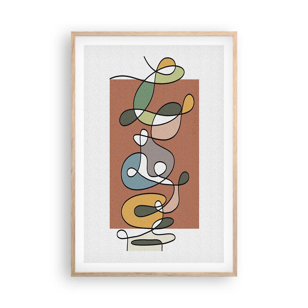 Poster in einem Rahmen aus heller Eiche - Abstraktion: bunter Tanz - 61x91 cm