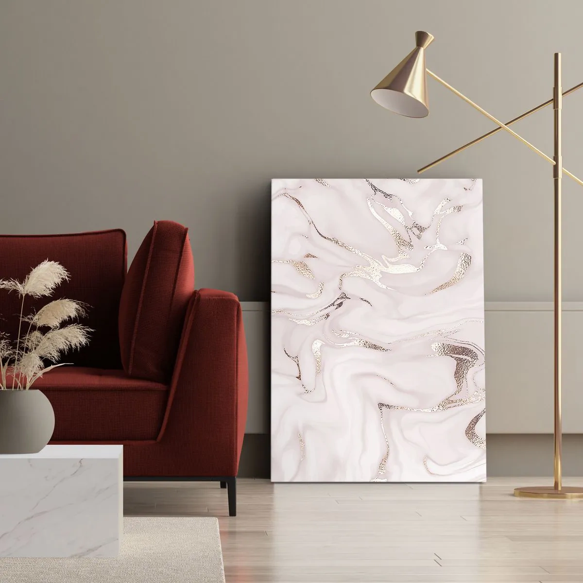 Bild auf Leinwand - Leinwandbild - In einem rosa Schal - 65x120 cm