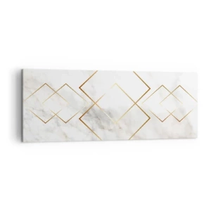 Bild auf Leinwand - Leinwandbild - Minimalistische goldene Rauten auf Marmorhintergrund - 140x50cm - Ein Blick in die Unendlichkeit - Moderne Wanddekoration für Wohnzimmer und Schlafzimmer ARTTOR