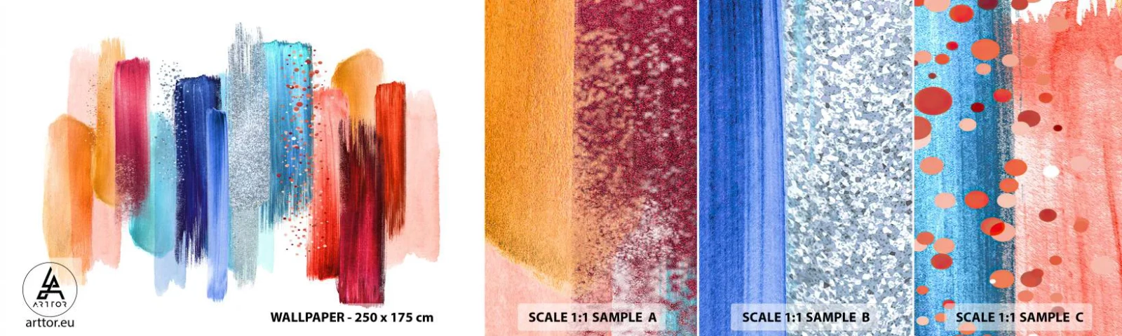 Fototapeten Muster Selbstklebend Deluxe Sticker - Auf und ab - Abstraktion, Stück, Moderne Kunst - 100x30 cm