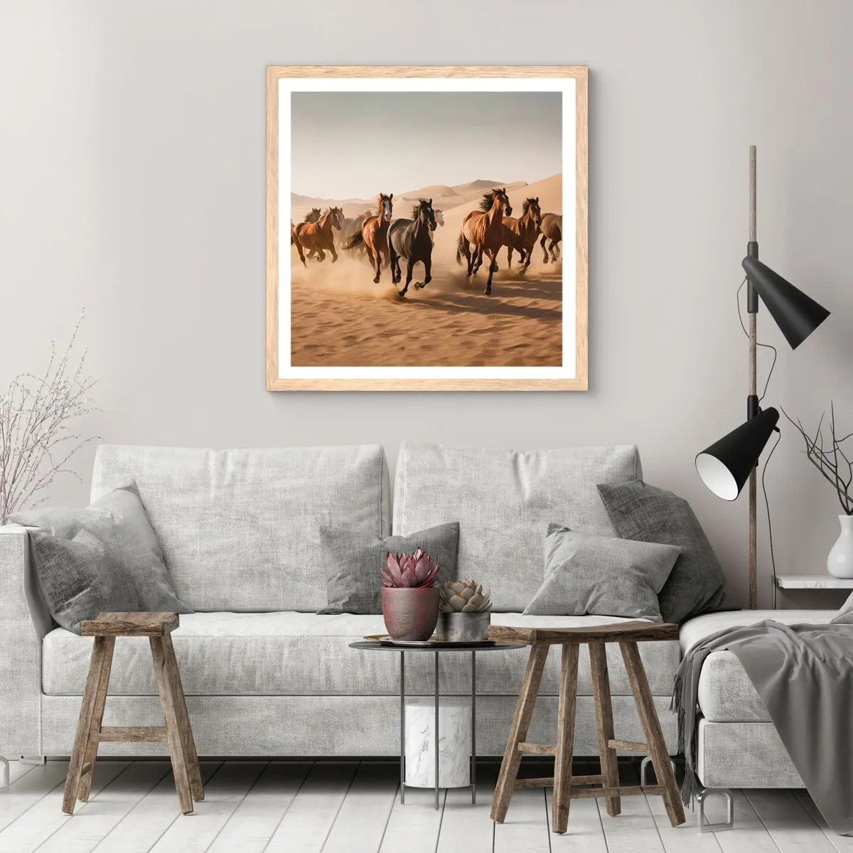 Poster in einem Rahmen aus heller Eiche - Frei wie der Wind - 50x50 cm