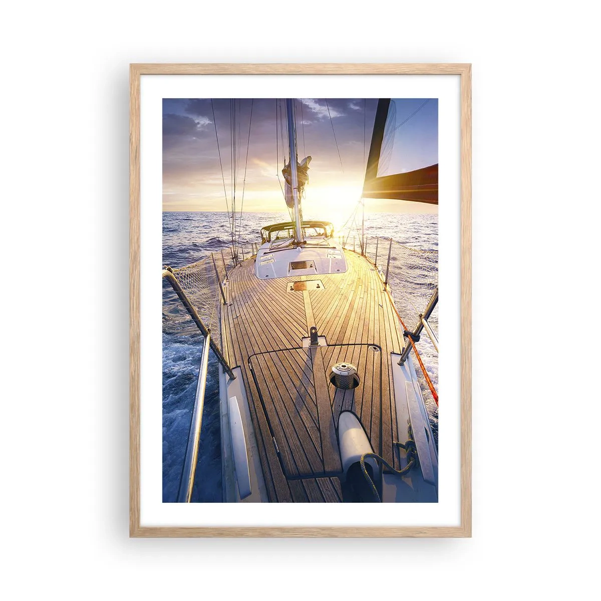 Poster in einem Rahmen aus heller Eiche - Laufen unter den Wellen - 50x70 cm