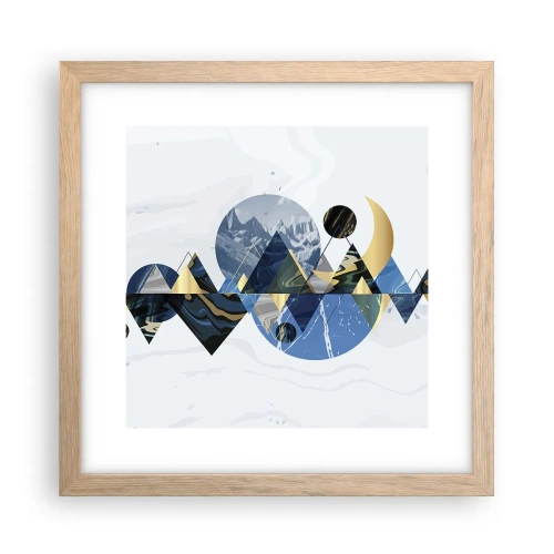 Poster in einem Rahmen aus heller Eiche - Geometrische Landschaft - 30x30 cm