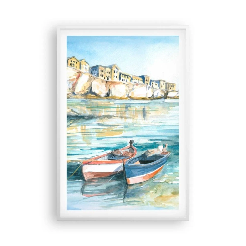 Poster in einem weißen Rahmen - Landschaft in Azurblau - 61x91 cm