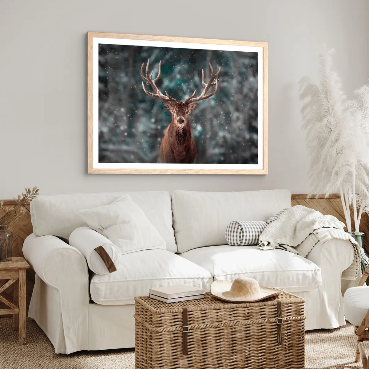 Poster in einem Rahmen aus heller Eiche - Gekrönter König des Waldes - 91x61 cm