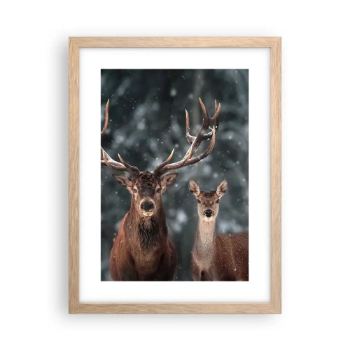 Poster in einem Rahmen aus heller Eiche - Herr des Waldes mit seiner Frau - 30x40 cm