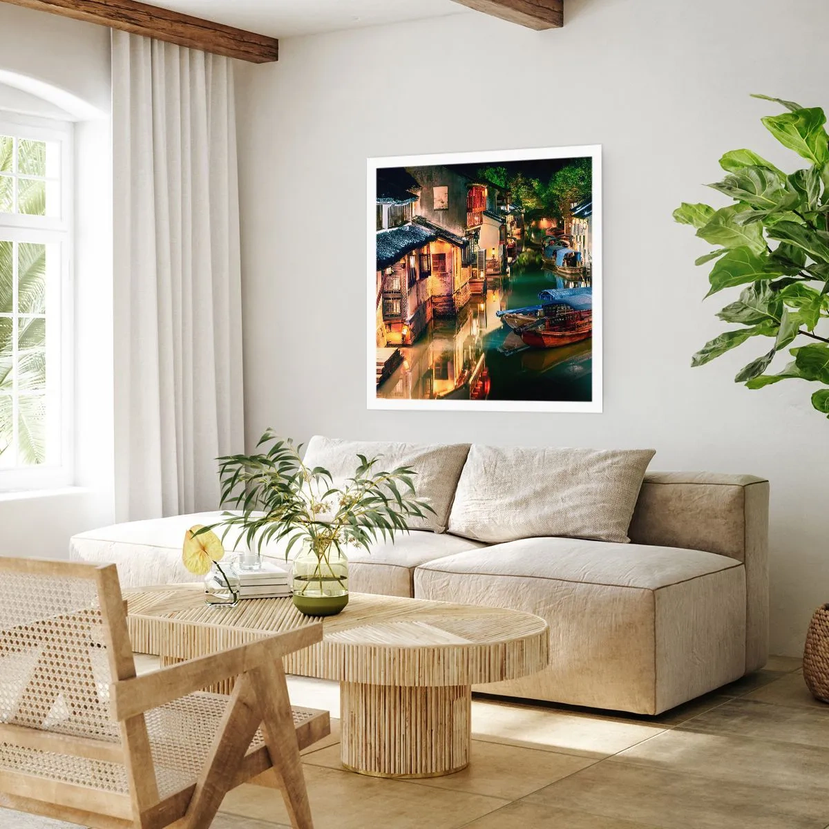 Poster - Ein Abend auf einer chinesischen Straße - 40x40 cm