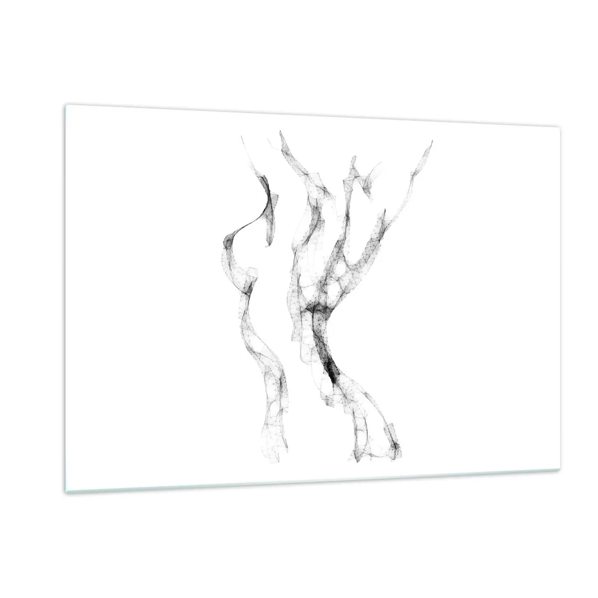 Glasbild - Bild auf glas - Abstrakte weibliche Umrisse aus schwarzen, rauchigen Linien - 120x80cm - Schön und stark - Moderne Wanddekoration für Wohnzimmer und Schlafzimmer ARTTOR