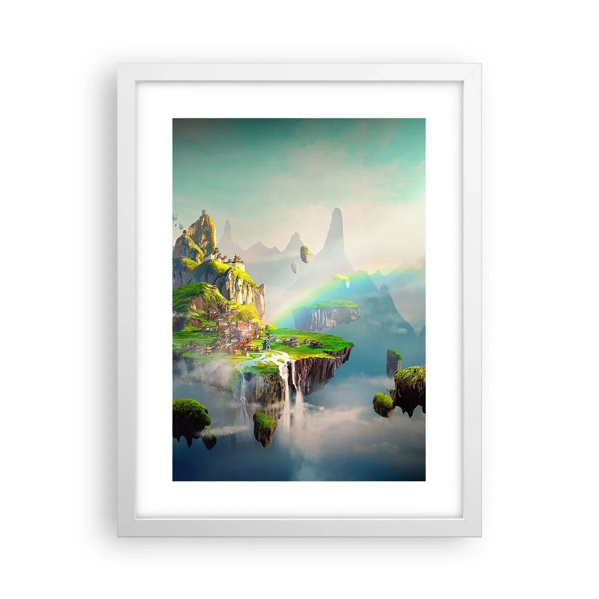 Poster in einem weißen Rahmen - Mitten am Himmel - glückliche Inseln - 30x40 cm