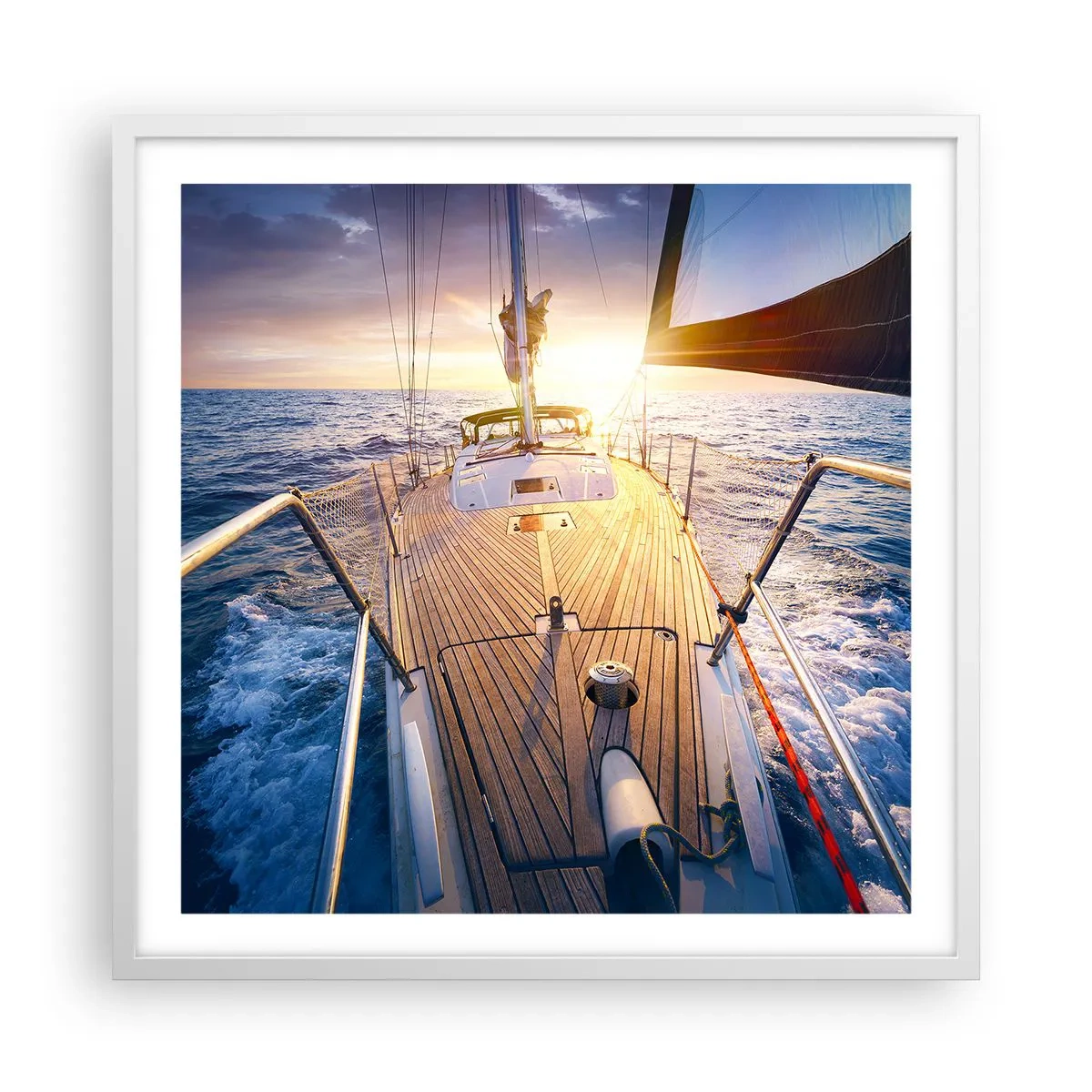 Poster in einem weißen Rahmen - Laufen unter den Wellen - 60x60 cm