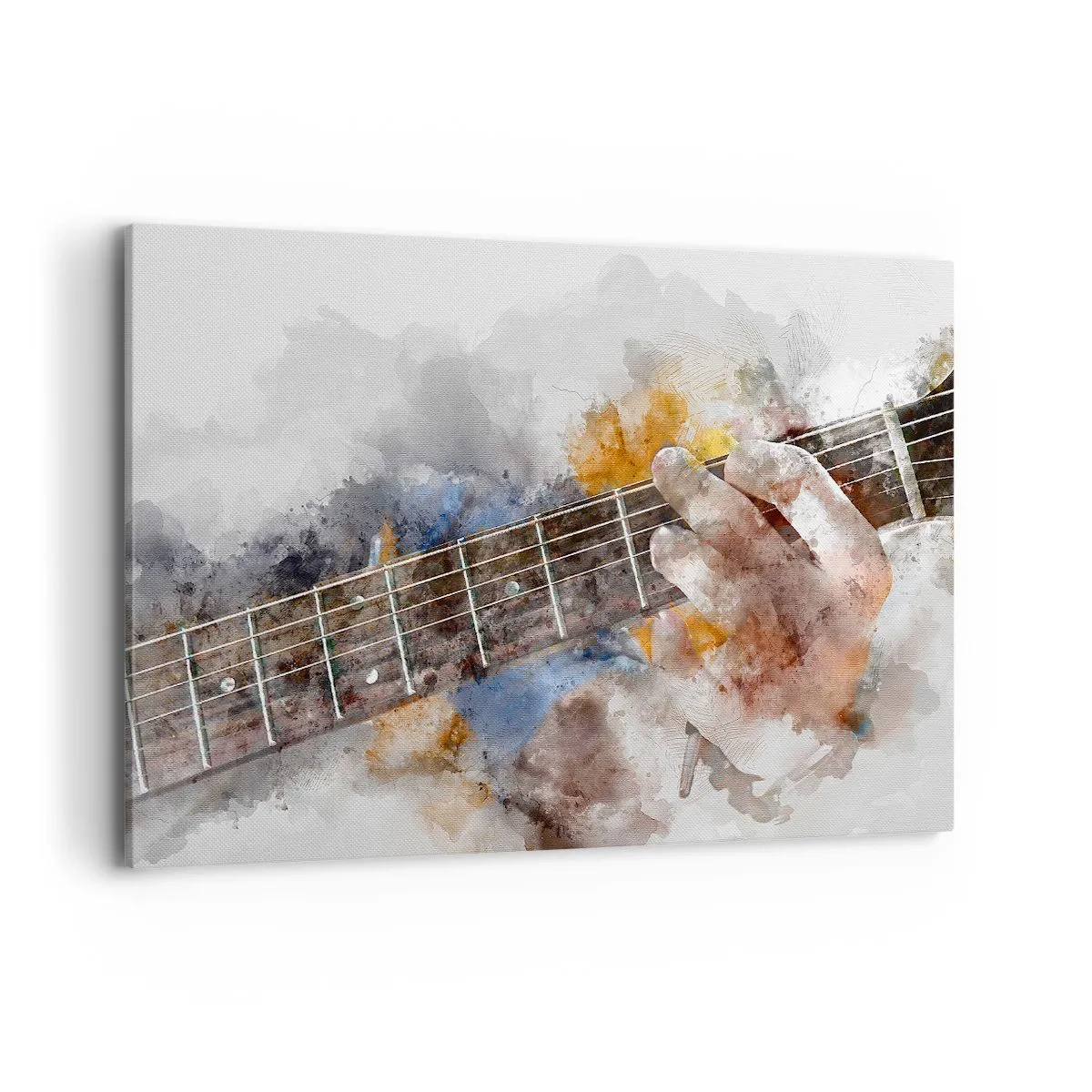 Bild auf Leinwand - Leinwandbild - Abstraktes Bild einer Hand, die Gitarre spielt - 100x70cm - Poesie zwischen den Saiten - Moderne Wanddekoration für Wohnzimmer und Schlafzimmer ARTTOR