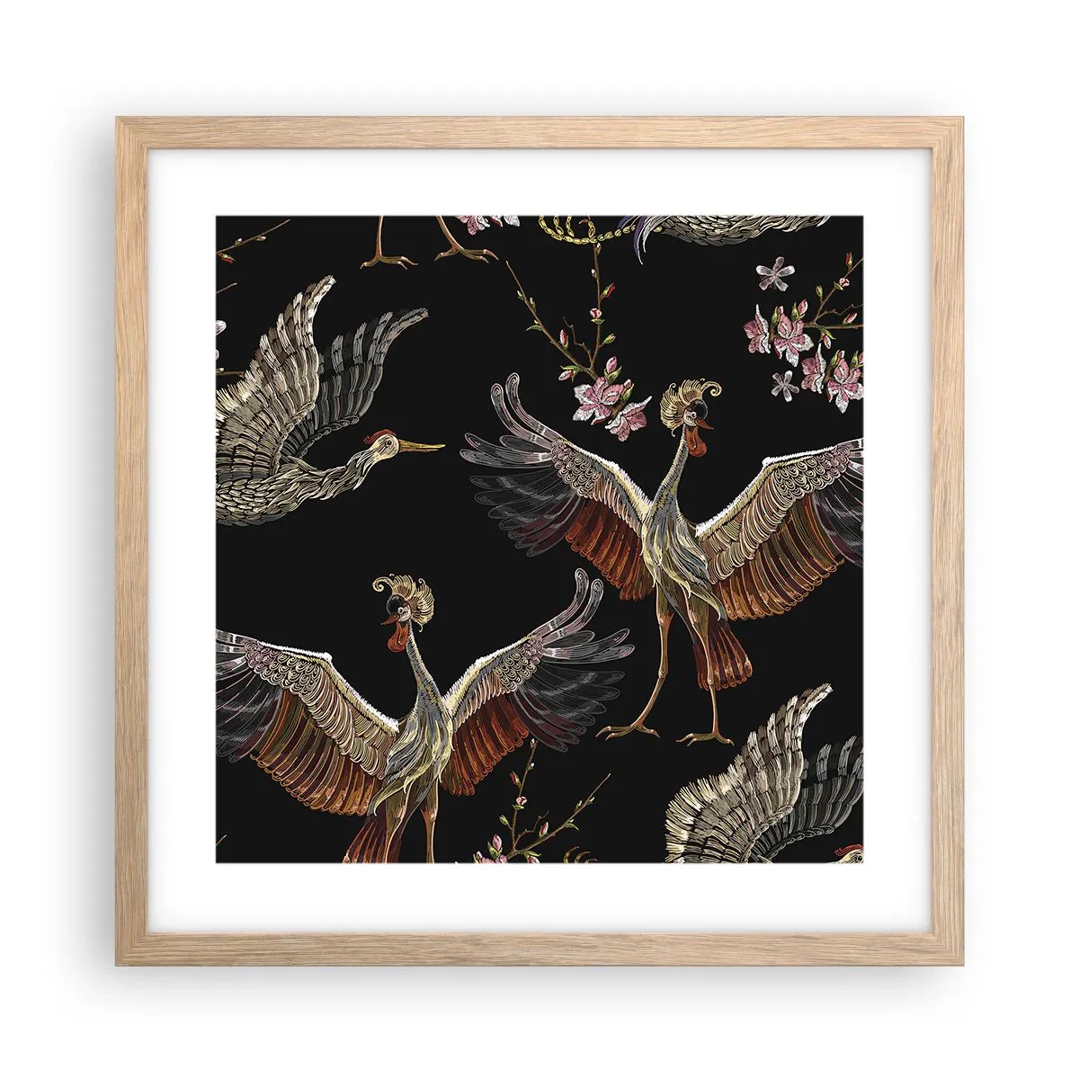 Poster in einem Rahmen aus heller Eiche - Märchenvogel - 40x40 cm