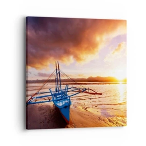 Bild auf Leinwand - Leinwandbild - Nach einem Tag sich im Sand ausstrecken - 40x40 cm