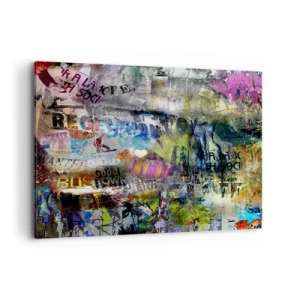 Bild auf Leinwand - Leinwandbild - Abstrakte Collage mit Text und verschiedenen Farben - 120x80cm - Collage aus Erinnerungen - Moderne Wanddekoration für Wohnzimmer und Schlafzimmer ARTTOR