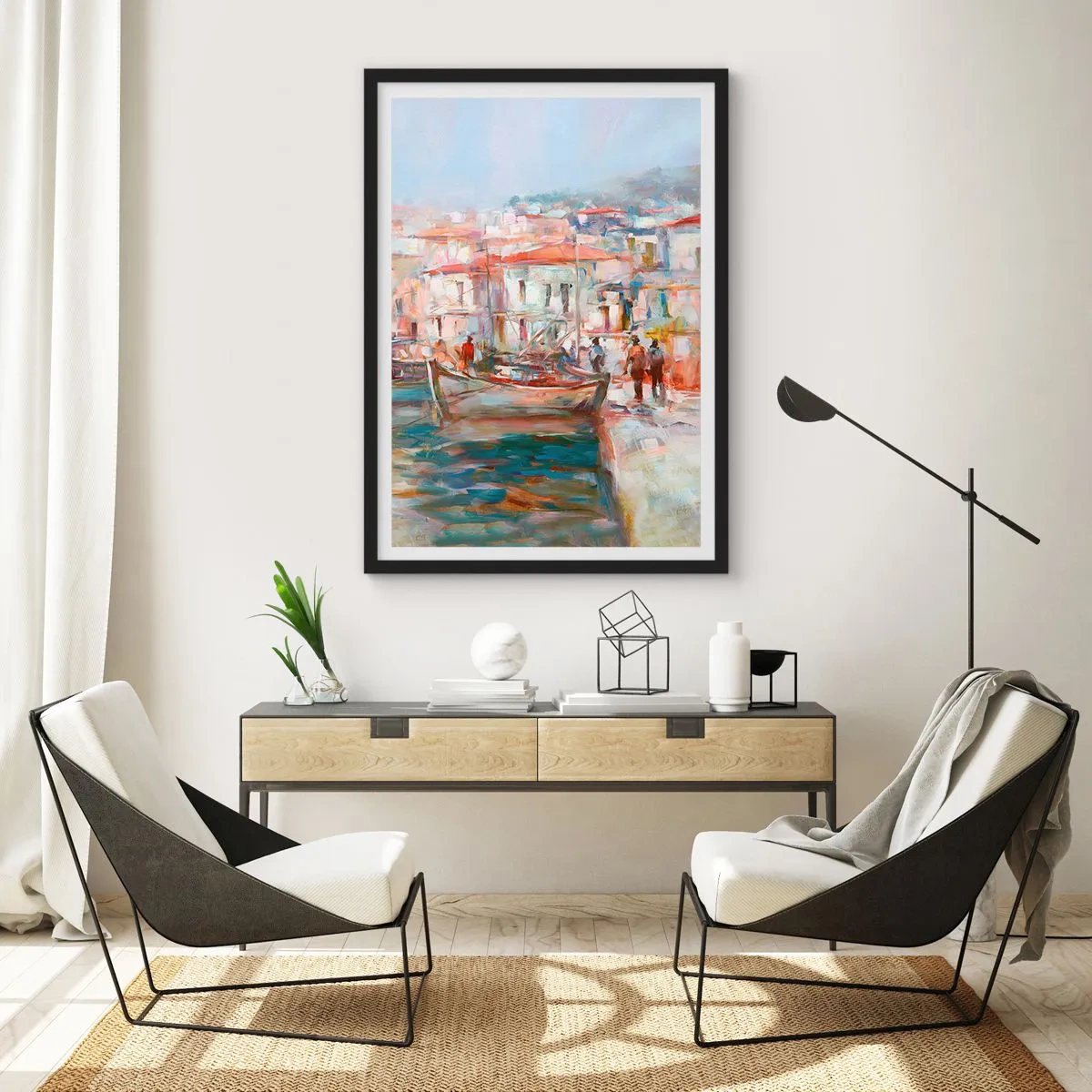Poster in einem schwarzem Rahmen - Pastell-Sommerferien - 40x50 cm