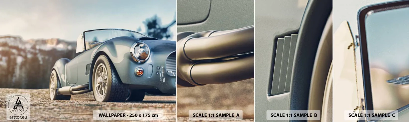 Fototapetenmuster Standard Eco - Denn Stil zählt - Auto, Cabriolet, Reise - 100x30 cm