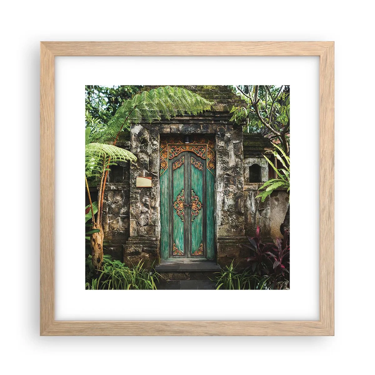 Poster in einem Rahmen aus heller Eiche - Eine Tür zu einer exotischen Welt - 30x30 cm