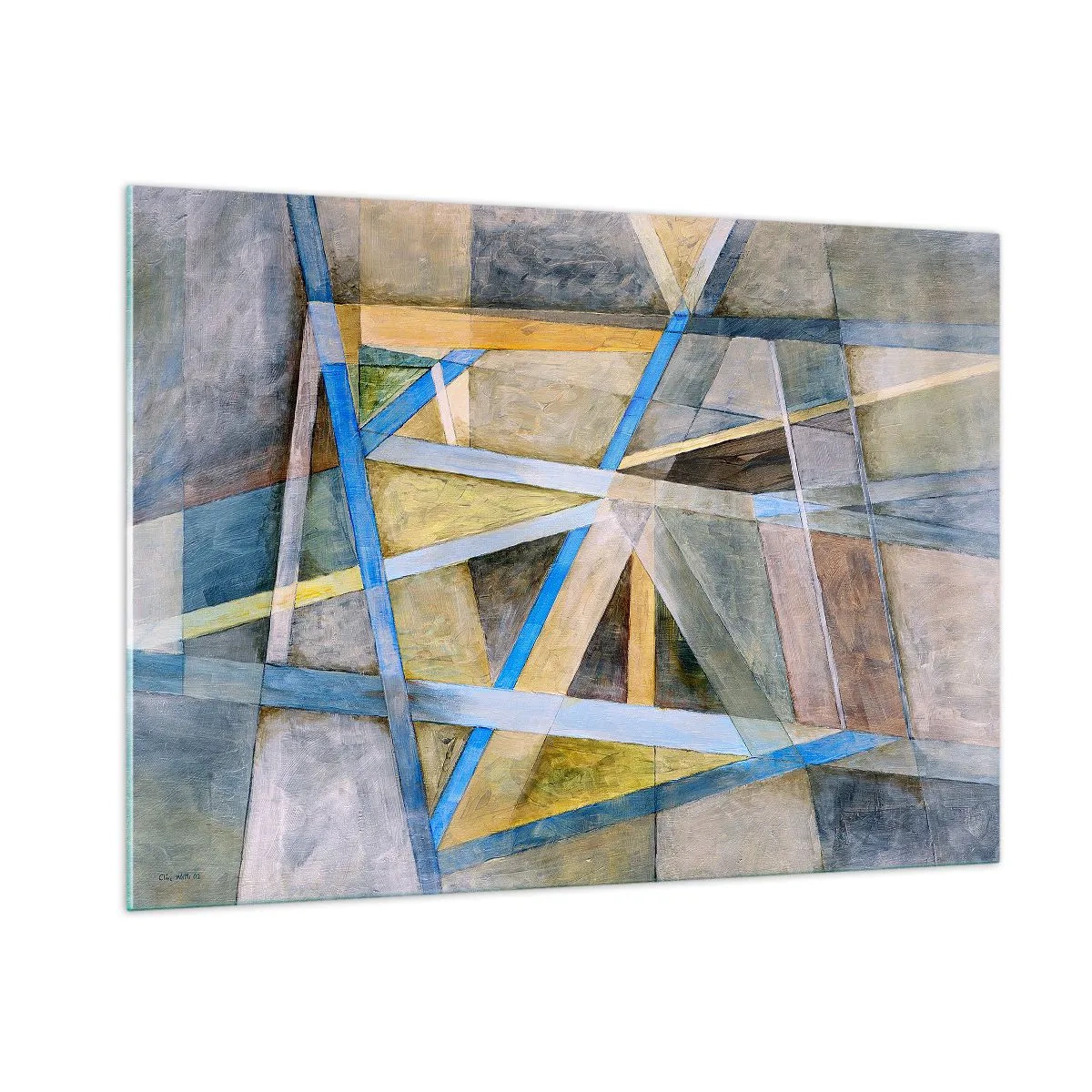 Glasbild - Bild auf glas - Abstrakte Komposition mit geometrischen Formen - 100x70cm - Gerade oder diagonal? - Moderne Wanddekoration für Wohnzimmer und Schlafzimmer ARTTOR