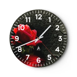 Wanduhr - Glasuhr - rot und Schwarz - 40x40 cm