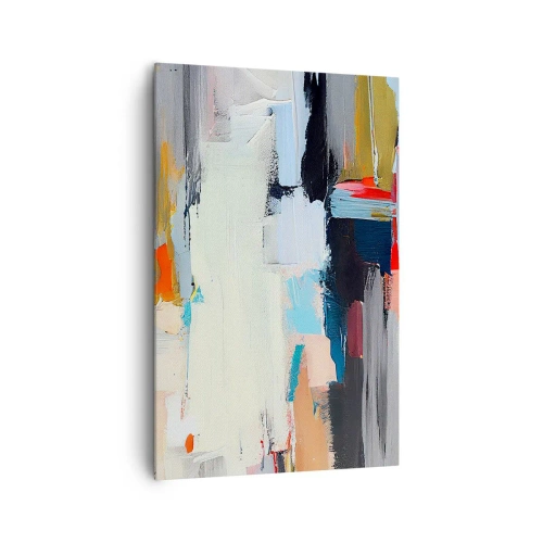 Bild auf Leinwand - Leinwandbild - Farbenfrohe Abstraktion mit dynamischen Pinselstrichen - 80x120cm - Gibt es eine Methode? - Moderne Wanddekoration für Wohnzimmer und Schlafzimmer ARTTOR