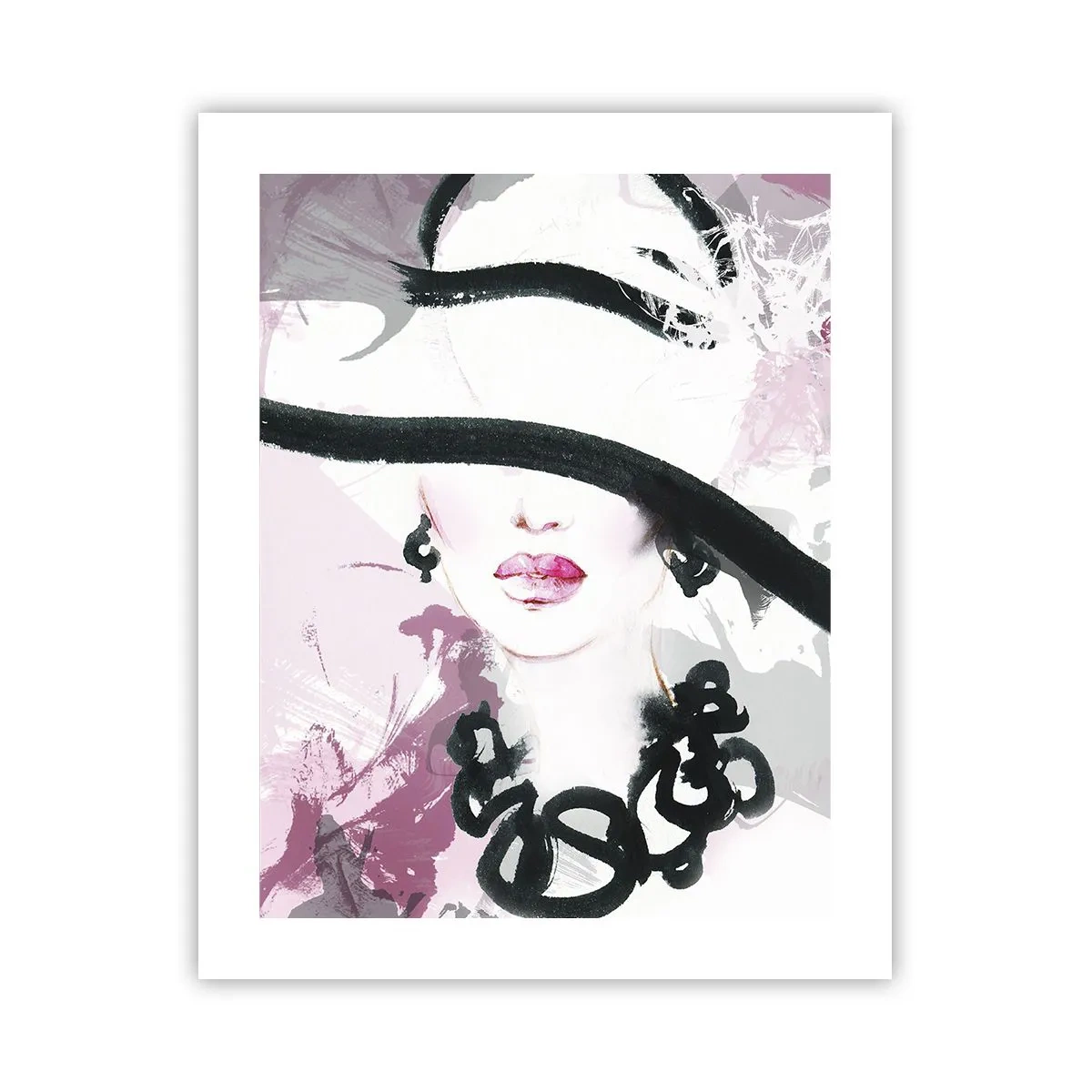 Poster - Bildnis einer Dame in Schwarz und Pink - 40x50 cm