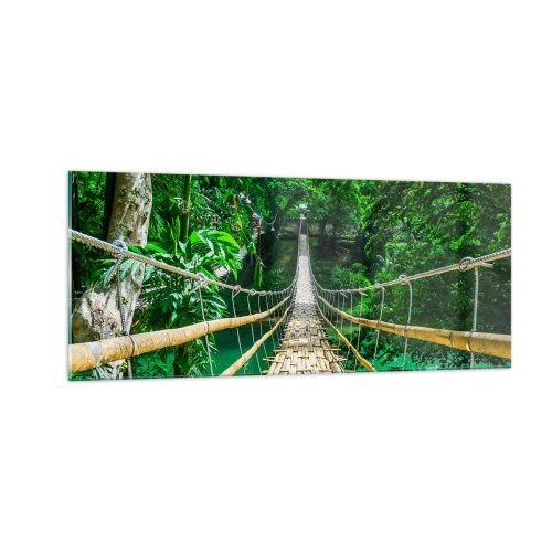 Glasbild - Bild auf glas - Monkey Bridge über das Grün - 100x40 cm