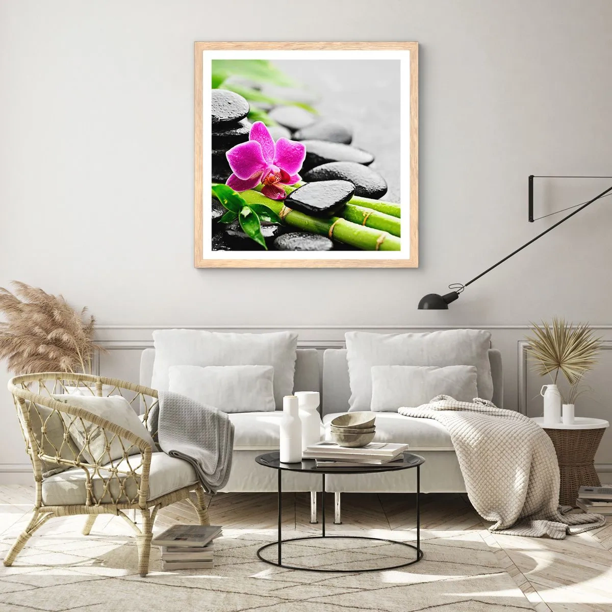 Poster in einem Rahmen aus heller Eiche - In ruhiger Balance - 30x30 cm