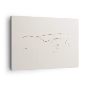 Bild auf Leinwand - Leinwandbild - Eine subtile Strichzeichnung einer Silhouette vor einem hellen Hintergrund - 70x50cm - Die Form des Verlangens - Moderne Wanddekoration für Wohnzimmer und Schlafzimmer ARTTOR