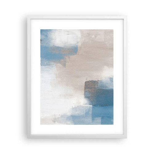 Poster in einem weißen Rahmen - Rosa Abstraktion hinter einem blauen Vorhang - 40x50 cm
