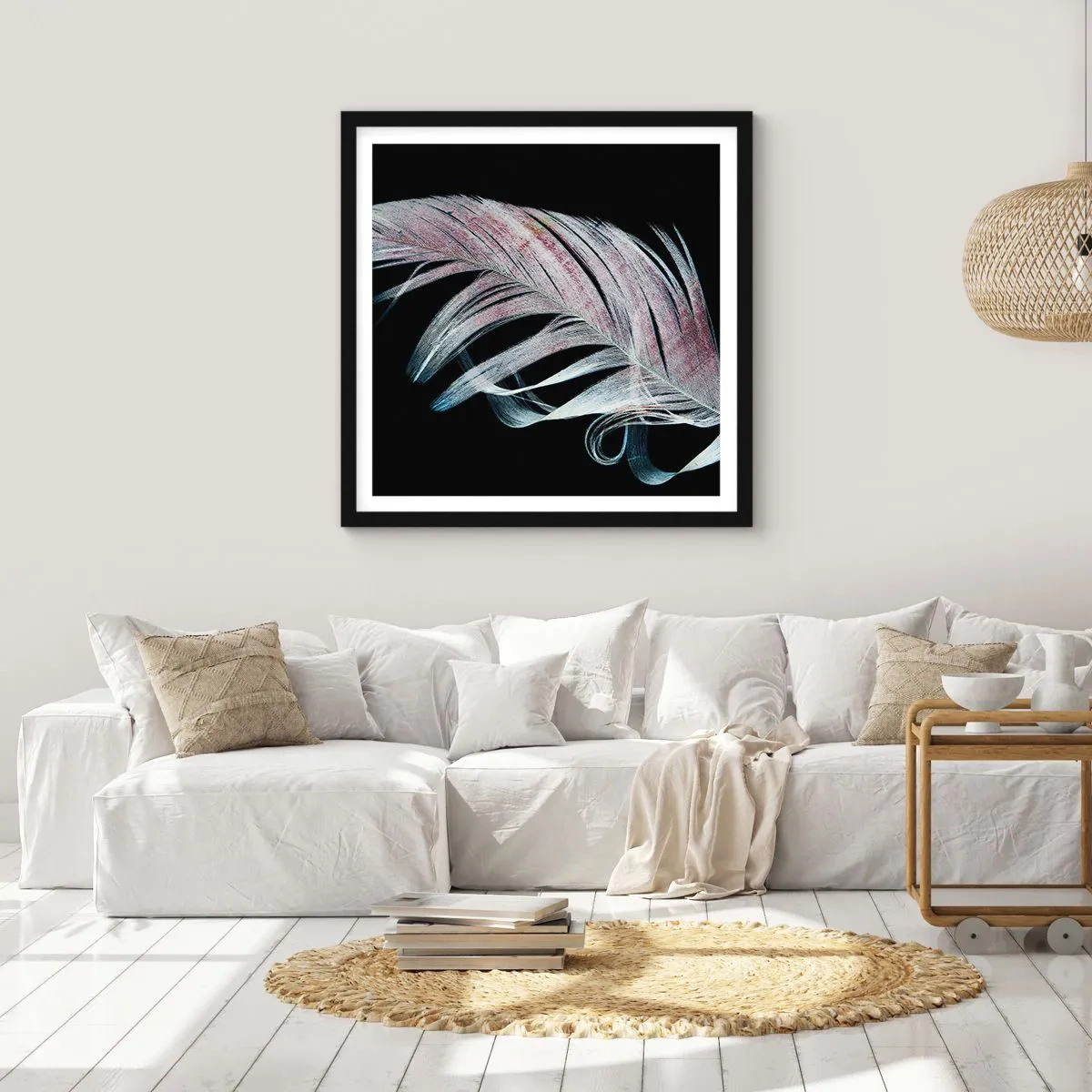 Poster in einem schwarzem Rahmen - Denke an Berührung - 40x40 cm