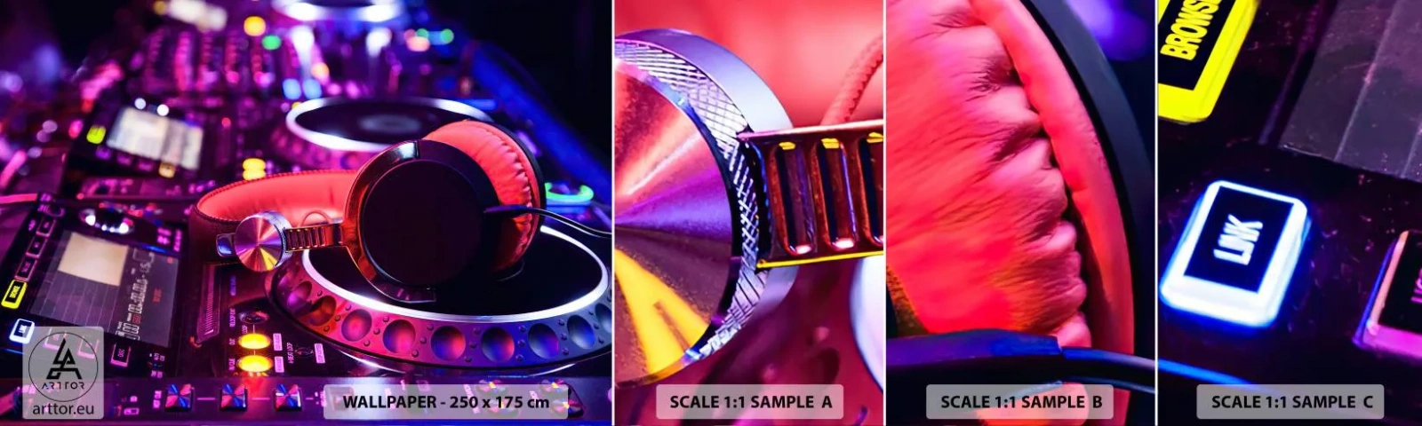 Fototapetenmuster Standard Eco - Bevor der Spaß beginnt - Musik, Musik Studio, Kopfhörer - 100x30 cm