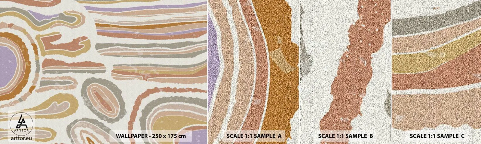 Fototapetenmuster Standard Eco - Bunte Querschnitte - Pastell, Boho, Minimalistisch - 100x30 cm