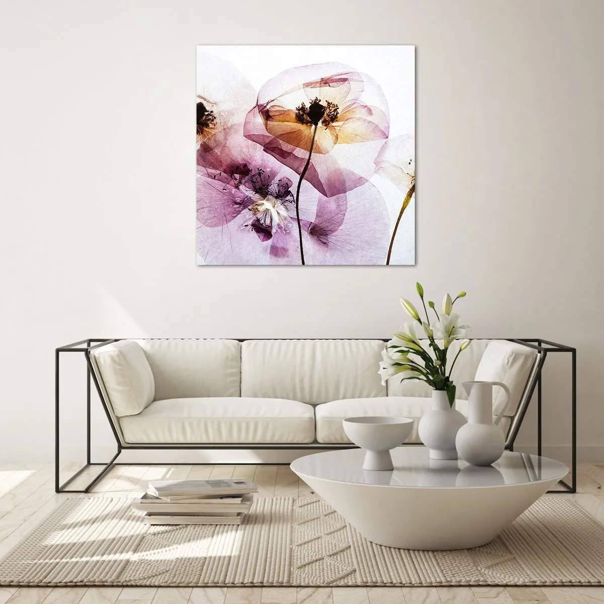 Glasbild - Bild auf glas - Transparente Körperblumen - 50x50 cm