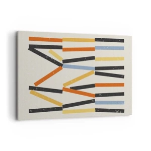 Bild auf Leinwand - Leinwandbild - Abstrakte Komposition mit farbigen und schwarzen Rechtecken in horizontaler Anordnung - 100x70cm - Komposition auf der Ebene - Moderne Wanddekoration für Wohnzimmer und Schlafzimmer ARTTOR