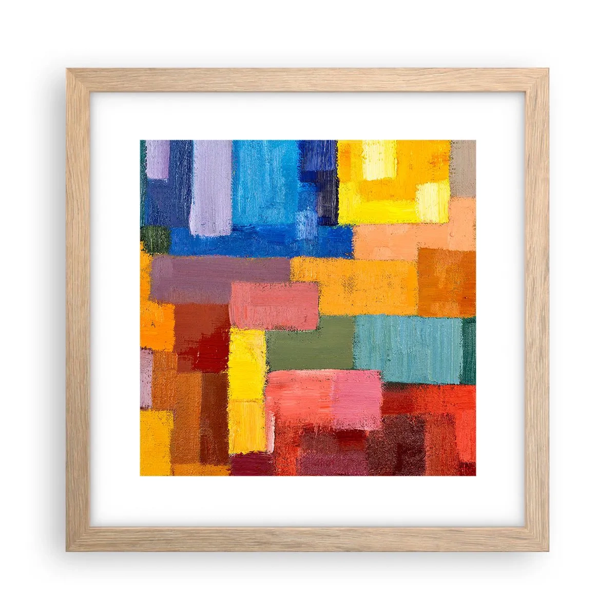 Poster in einem Rahmen aus heller Eiche - Jeder ist anders, alle bunt - 30x30 cm