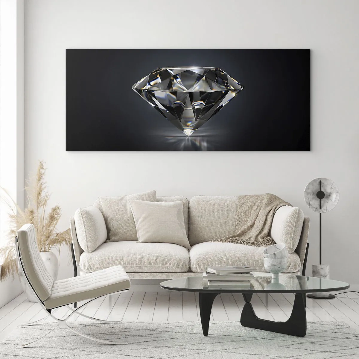 Glasbild - Bild auf glas - Eine künstlerische Interpretation eines Diamanten auf dunklem Hintergrund - 120x50cm - Beste Freundin - Moderne Wanddekoration für Wohnzimmer und Schlafzimmer ARTTOR