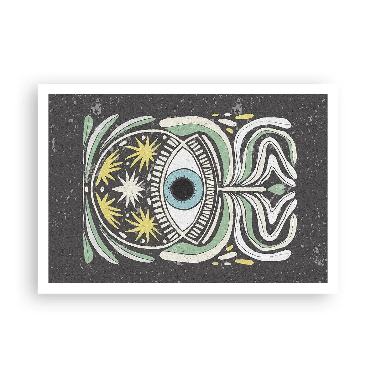 Poster - Ein symbolisches Auge, umgeben von abstrakten Mustern - 100x70cm - Stammesrituale - Moderne Wanddekoration für Wohnzimmer und Schlafzimmer ARTTOR