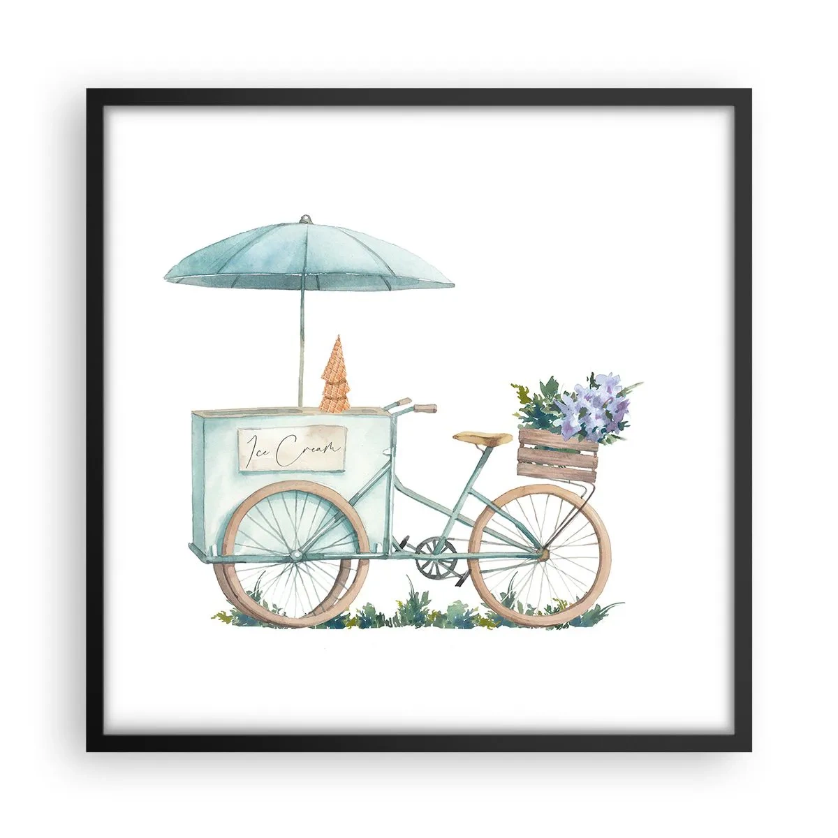 Poster in einem schwarzem Rahmen - Süße Erinnerung an den Sommer - 50x50 cm